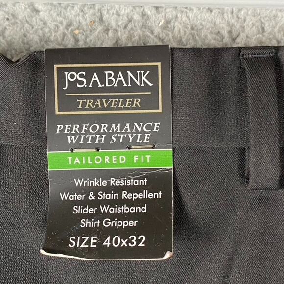 Jos A Bank Traveler Performance Tailored Fit Trouser Pants Men's 40x32 Black New - Picture 11 of 11